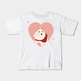 Maltipoo Puppy wearing Valentines Heart Sweater Kids T-Shirt